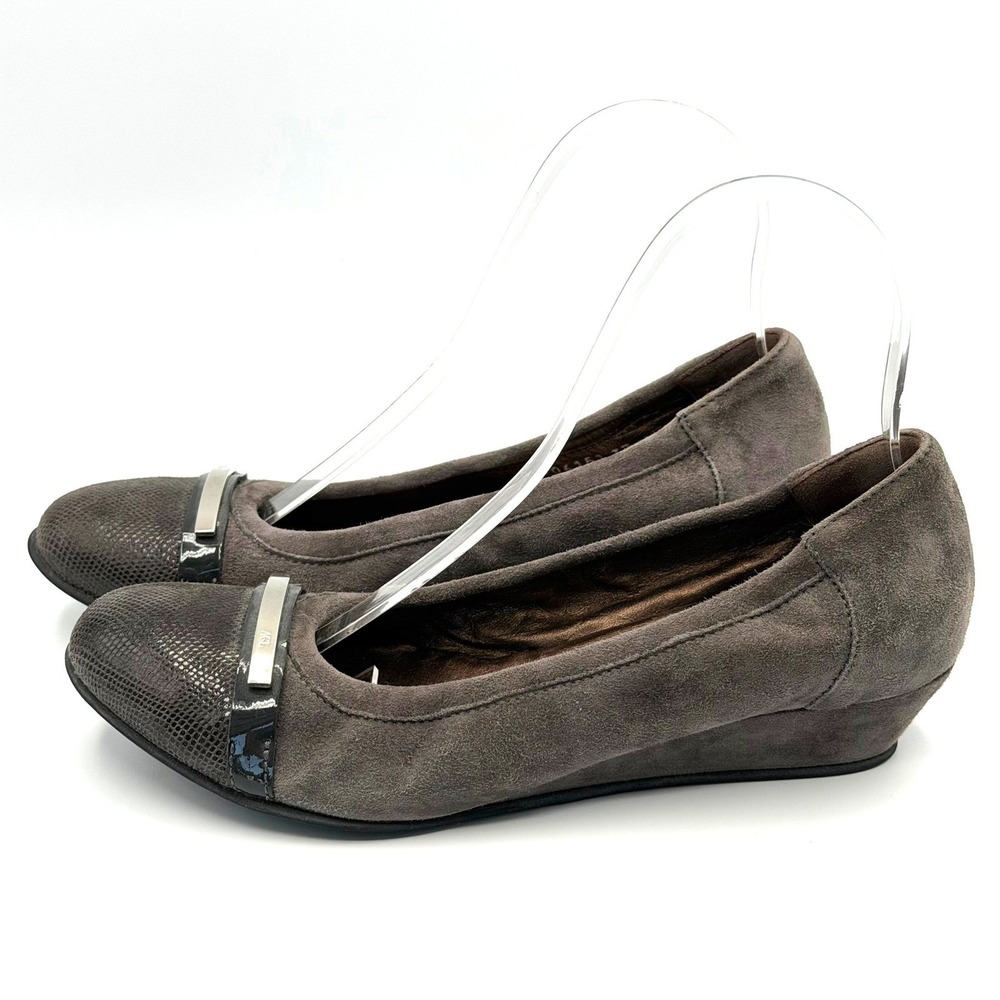 AGL Attilio Giusti Leombruni Womens Ballet Flats EU 37 US 7 Gray Italian Wedges